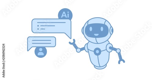 Futuristic ai robot, glowing blue neural network, digital brain - 4k animation video, animated scene of artificial intelligence technology.