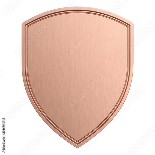Copper shield emblem isolated on transparent background with double border
