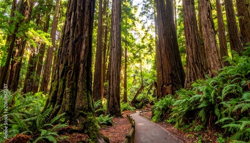 Redwood forest trail.