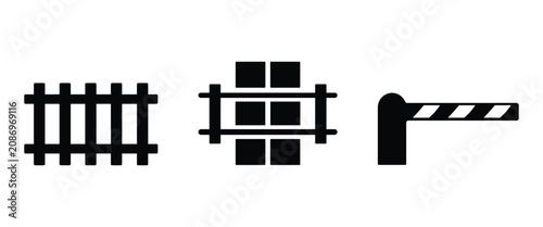 Fotografie Railway Crossing Traffic Sign Icon Vector Railroad Warning Symbol Isolated on Wh