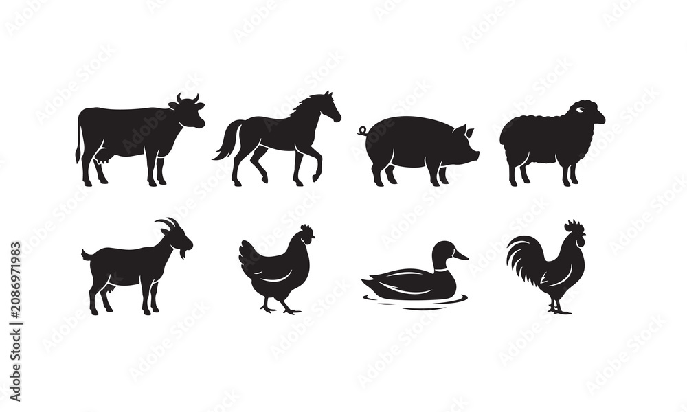 Obraz premium Wild Animals Silhouette Vector Pack 