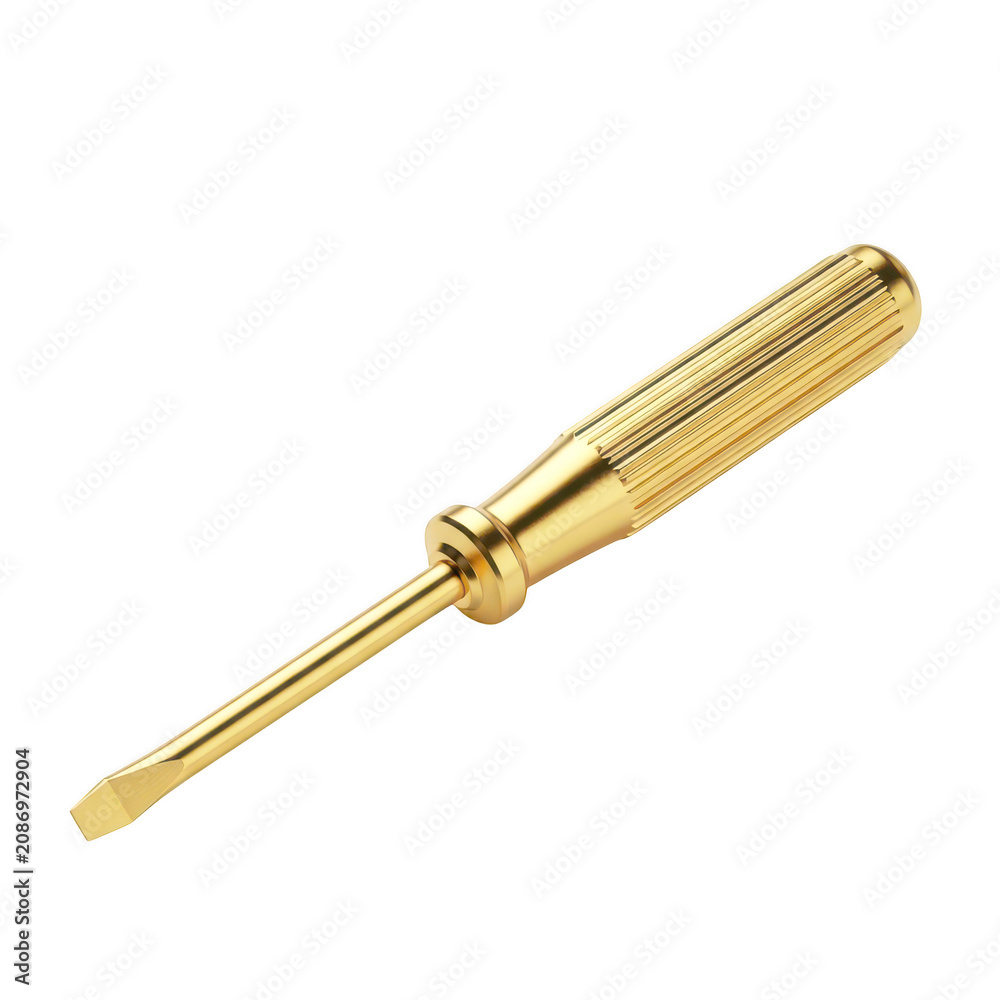 Fototapeta premium Golden textured screwdriver with ergonomic handle