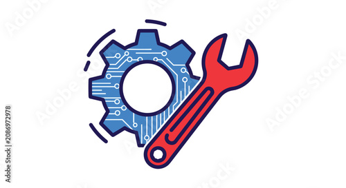 Wrench and gear icon for mechanics.