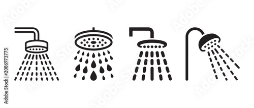 Cuadro en lienzo Shower head icons set