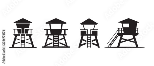 Fotografie Lifeguard tower icons set