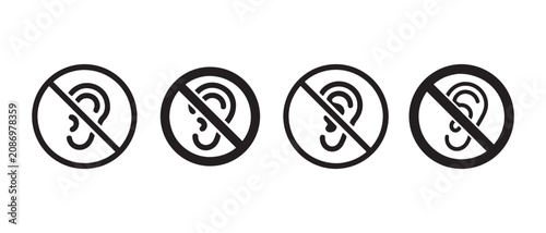 Foto No hearing sign icon set