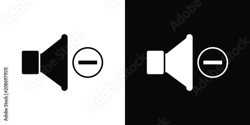 Schilderij op canvas Decrease volume icon set