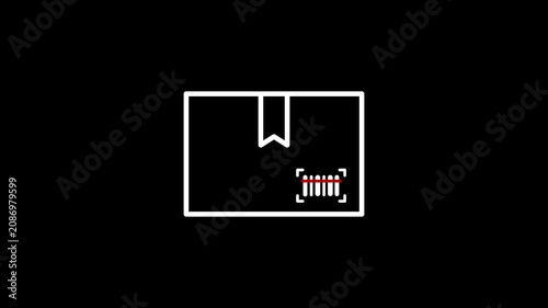 Parcel scanning icon looping animation on black background
