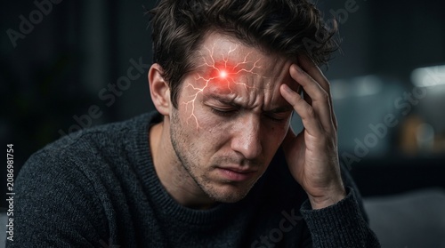 Man with Severe Migraine Pain