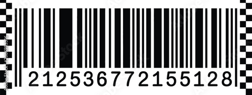 Barcode label with 14 digit number for product identification, retail packaging, inventory management, logistics, and commercial tracking vector illustration.
