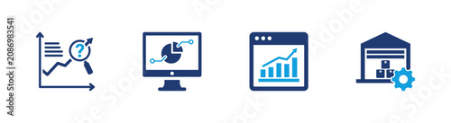 Demand forecasting icon set. forecast, analytics, trend, inventory, planning. solid style icon collection