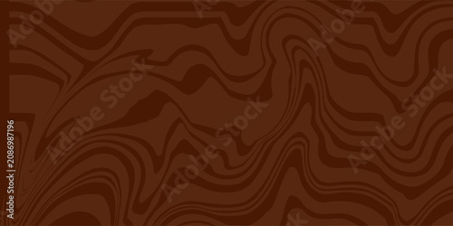 Abstract brown psychedelic waves print background. 1970s trippy seamless pattern. Marble acrylic swirl pattern. Coffee or chocolate liquid texture.