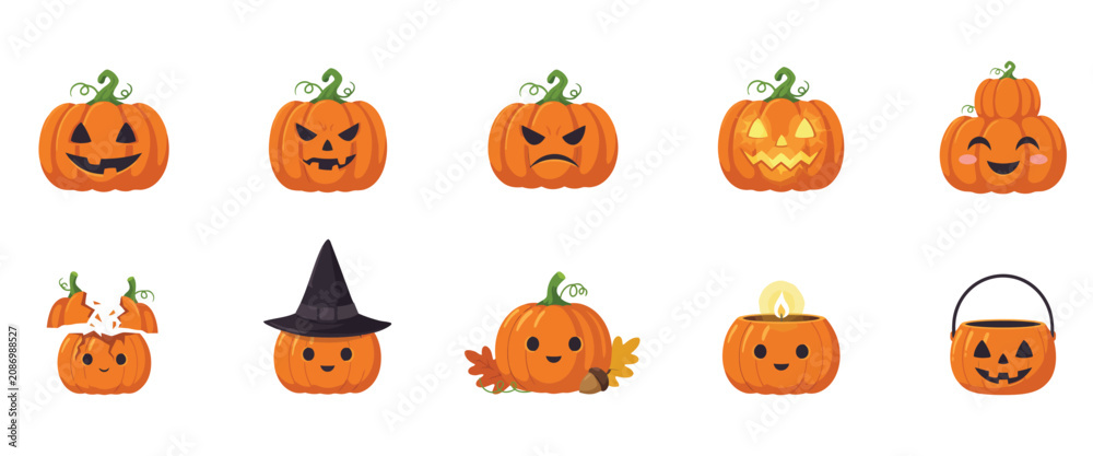 Fototapeta premium Halloween pumpkin illustrations