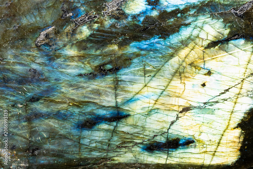 Photos surface of polished labradorite rock close-up