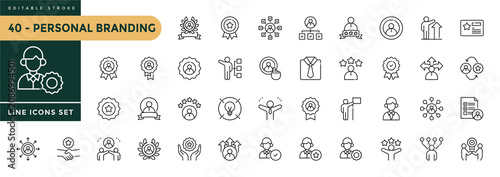 A collection of Personal Branding icons set with editable stroke. Thin linear vector illustration