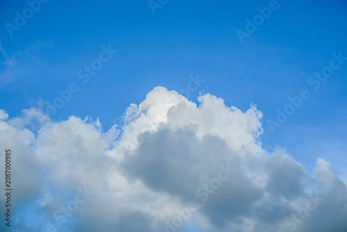 Bright Blue Sky With Soft White Clouds, Airy Cumulus Formations and Serene Daylight Atmosphere