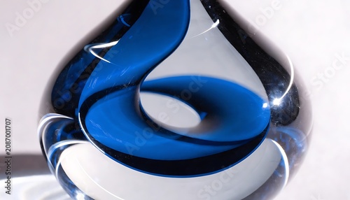 Abstract Blue Glass Sculpture with Modern Artistic Swirl Design