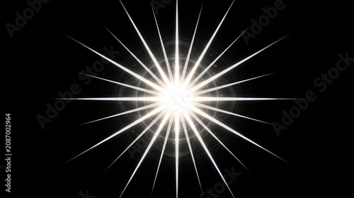 Sunburst with Bright Rays Emanating From a Central Light Source Against a Dark Background Featuring Star, Shine, Glow