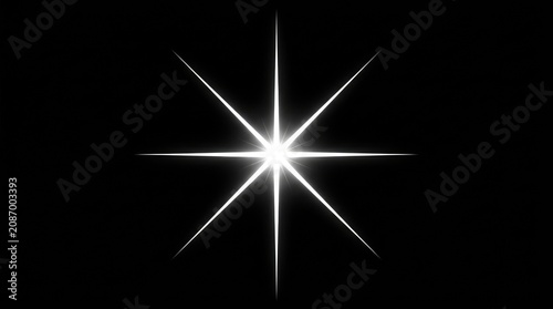 Star with Bright Rays on a Black Background Featuring Light, Shine, Glow with Radiant and Celestial Elements for Space, Night