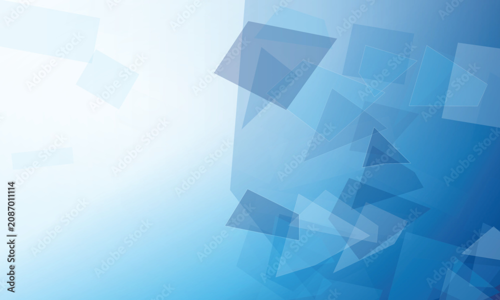 Obraz premium Abstract geometric shapes floating in a gradient blue background with soft light