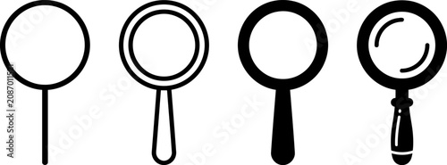 Four magnifying glasses in different styles