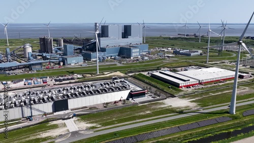 Aerial view of the Eemshaven harbor in Groningen, the Netherlands