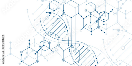 Foto Dna Double Helix Illustration With Connecting Nodes On White Background