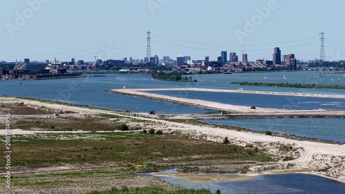 Aerial of the development of Strandeiland at IJburg, Amsterdam the Netherlands