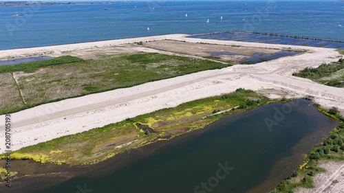 Aerial of the development of Strandeiland at IJburg, Amsterdam the Netherlands