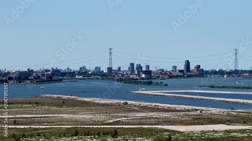 Aerial of the development of Strandeiland at IJburg, Amsterdam the Netherlands