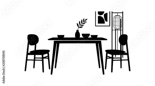 Minimalist Dining Room Furniture Silhouette Illustration