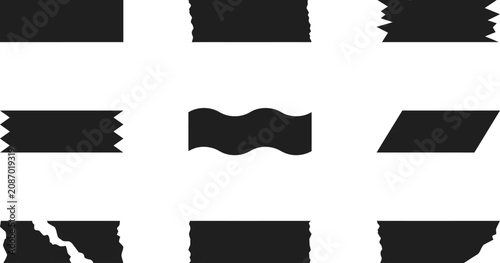 Canvastavla Collection of various torn edge styles in black
