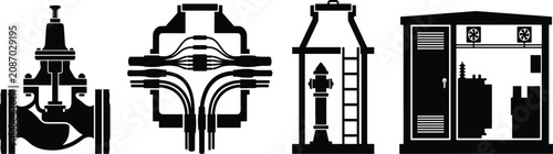Quadro su tela Industrial utility infrastructure icon set with pipeline control valve cable jun