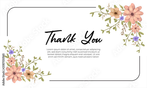 Elegant Floral Frame Card with Blooming Flowers Butterflies Green Leaves and Botanical Border Vector Illustration for Spring Summer Invitation Greeting Banner Design