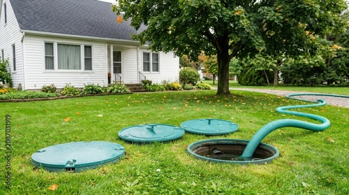 Septic tank pumping service at a residential home