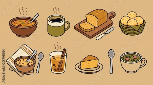 Collection of Brazilian Food and Drinks Icons