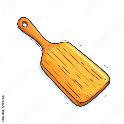 Hand drawn wooden kitchen cutting board illustration.