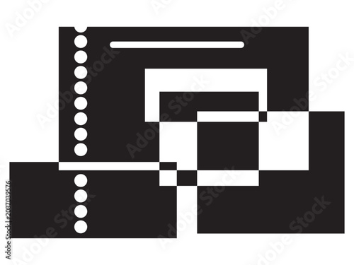 abstract geometric composition a dark gray vector illustration on a transparent background shape design rectangle square line dots perforated pattern arrangement layout minimalist modern graphic