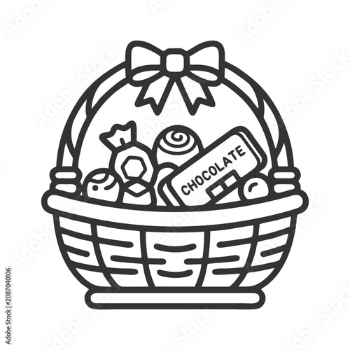 Chocolate Gift Basket Line Icon Vector