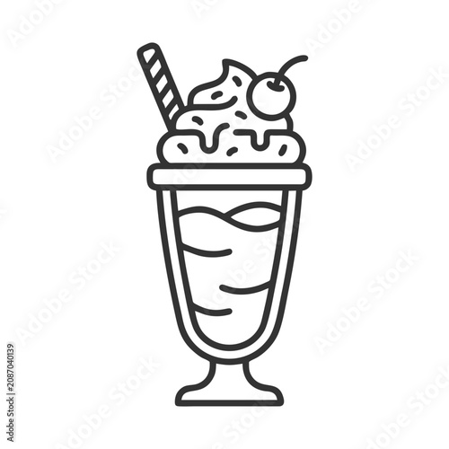 Milkshake Dessert Line Icon Vector