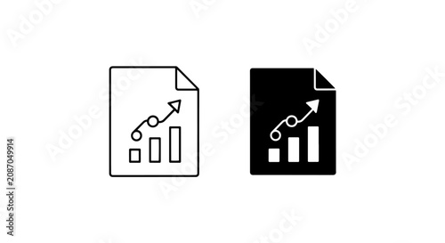 Obraz na plátně Document icon showing progressive growth chart and nodes with document