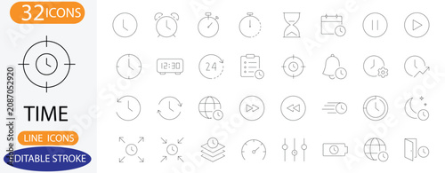 Photos Time and clock line icons