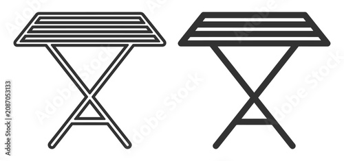 folding table icon set line and solid style simple furniture isolated on transparent background