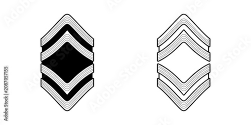 Fotografía Military rank chevron insignia isolated on white background Vector, illustration