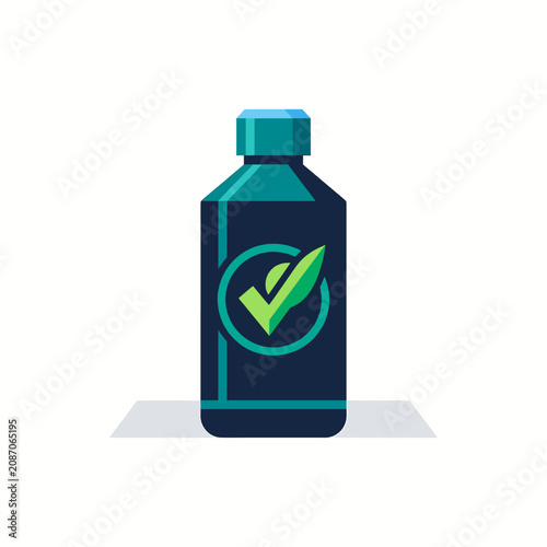 Certified Product Quality Check Bottle Icon Freshness and Organic Approval Symbol for Health and Wellness Guarantee