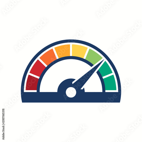 Colorful abstract gauge meter showing progress speed and measurement digital dashboard background design