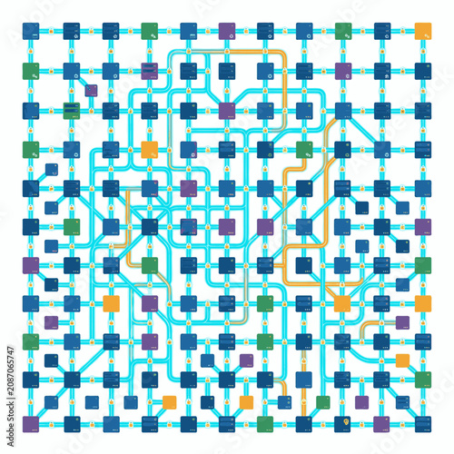 Complex Colorful Network Puzzle Abstract Geometric Grid Design Digital Art Background