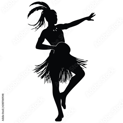 Φωτογραφία Hula dancer silhouette vector illustration performing traditional pacific islander dance