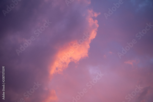 Pink and Purple Sunset Clouds in Dramatic Evening Sky