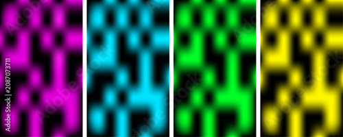 Quadro su tela Vibrant abstract poster background geometric pixelated design in neon colors